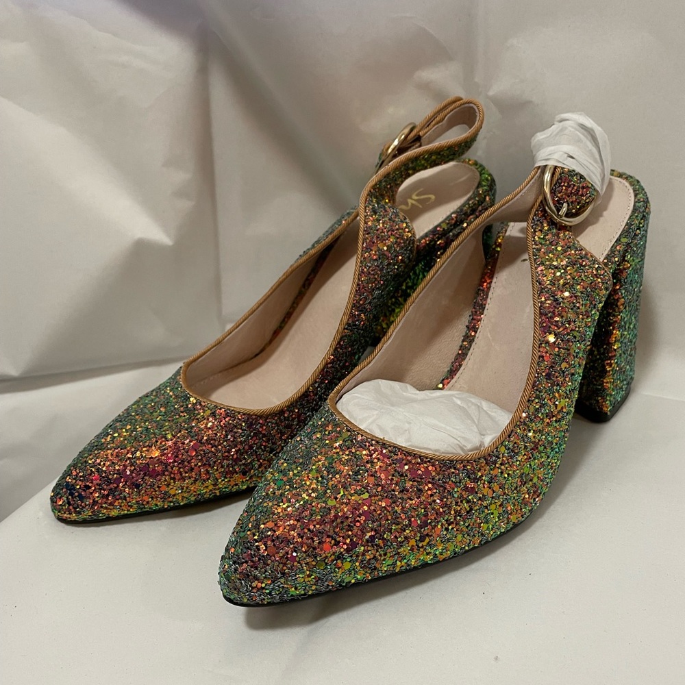 🎉HP🎉Shelly London Peacock Glitter Heels